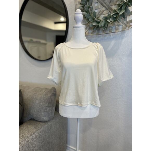 Women’s White Blouse Small Puff Sleeve NWT‎ Banana Republic X Reprive - Picture 1 of 6